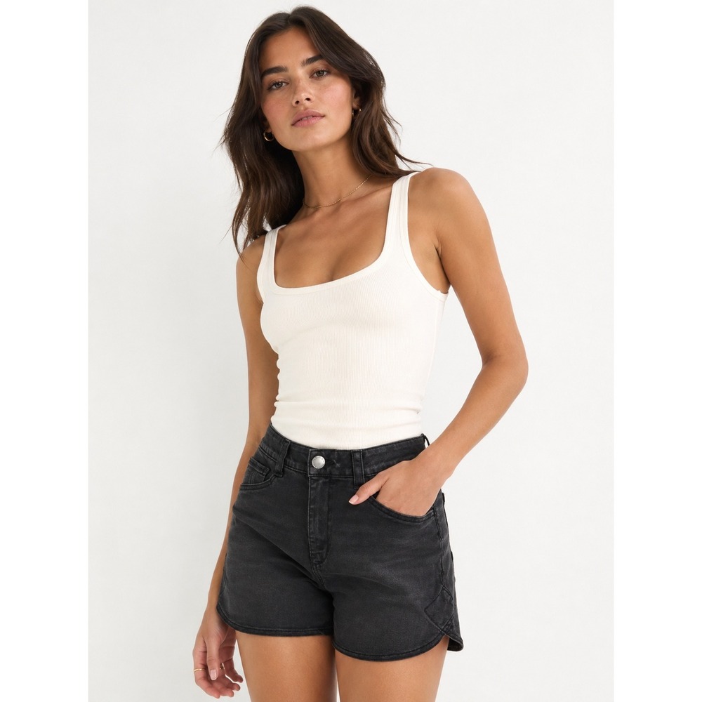 Democracy Absolution Curve Equality Washed Black Denim Shorts B8171KFAE Size 0